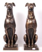 CONTEMPORARY CAST METAL BRONZED GREYHOUND STATUE / SCULPTURES