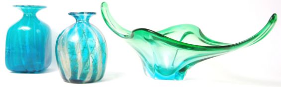 MDINA AND MURANO 20TH CENTURY TRIO OF STUDIO ART GLASS WARES