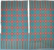 MID 20TH CENTURY RETRO WELSH BLANKETS WITH GEOMETRIC PATTERNS