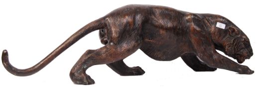 20TH CENTURY HOLLOW CAST BRONZED TIGER SCULPTURE