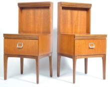 UNUSUAL 1970'S RETRO VINTAGE TEAK WOOD BEDSIDE CABINETS