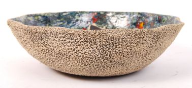 20TH CENTURY STUDIO POTTERY BOWL WITH LASCAUX CAVE HUNTING SCENES