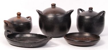 VINTAGE MEXICAN OAXACA BARRO NEGRO BLACK STONEWARE POTTERY