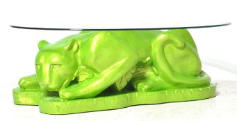 1960'S RETRO VINTAGE FIBREGLASS AND GLASS PANTHER COFFEE TABLE