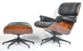 AFTER CHARLES AND RAY EAMES A CONTEMPORARY LOUNGE CHAIR AND OTTOMAN