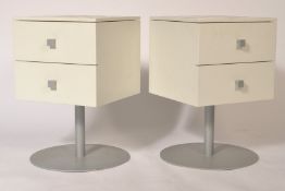 BELIEVED LIGNE ROSET LAMINATE REVOLVING BEDSIDE CHESTS