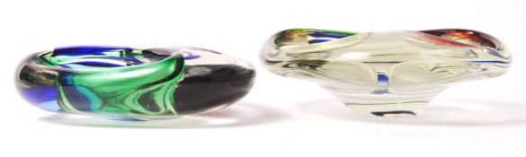 TRI-COLOURED ITALIAN VENETIAN TRINKET DISHES BY MURANO SOMERSO