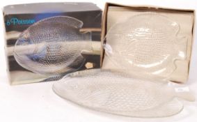 ARCOROC POISSON VINTAGE FRENCH GLASS SERVING PLATES AND PLATTER