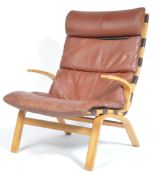 MILJØ RANGE 1970'S RETRO BEECH AND LEATHER CHAIR BY FARSTRUP