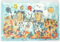 GRAFFITI PAINTING BY BRISTOL ARTIST DEPICTING THE SUSPENSION BRIDGE