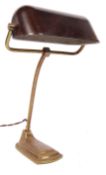 ART DECO 1920'S BRASS AND BAKELITE BANKERS LAMP WITH STEPPED FOOT
