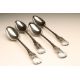 A SET OF FOUR LATE GEORGE III SILVER BASTING SPOONS, maker Eley, Fearn & Chawner, London 1809, in - Image 1 of 4