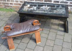 Oriental style coffee table and a camel stool