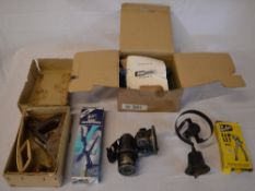 Various vintage tools including a wood plane, jointmaster,