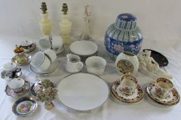 Selection of ceramics inc Bohemia and Limoges & pair of table lamps etc