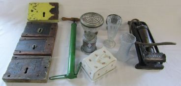 Old locks, foot pump,