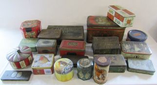Assorted vintage advertising tins etc