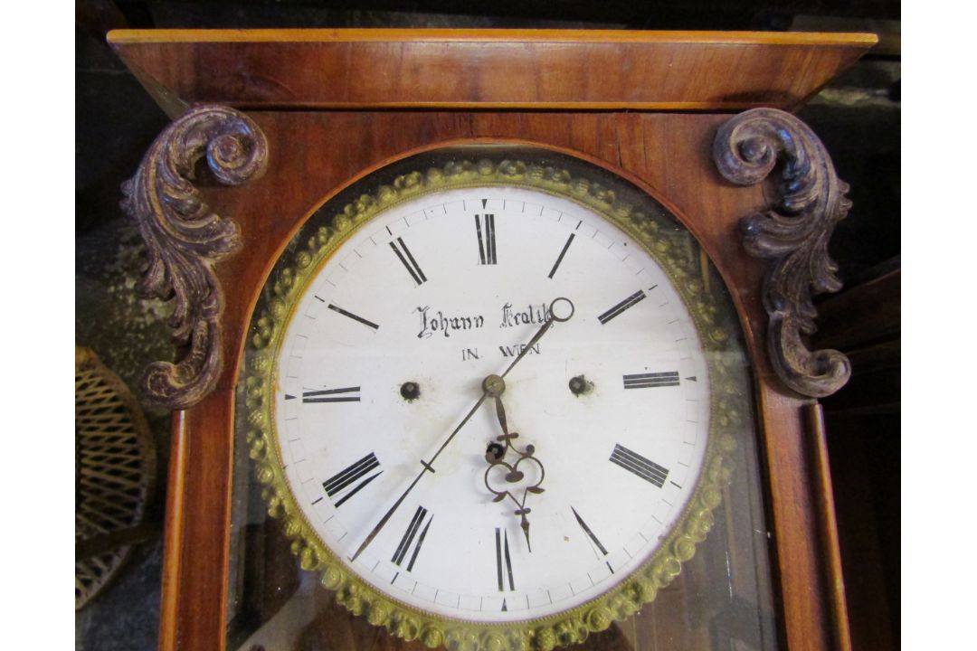 Vienna regulator wall clock maker Johann Kralik in Wien with 3 weights in a cherry wood case with - Image 3 of 12