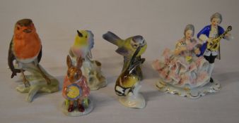 Ceramic figures including Geobel and a Sandizell lacework figure