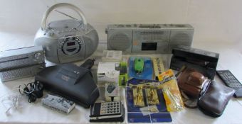 Old stereos inc Bush and Sony, calculator,
