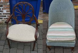 Georgian reproduction carver and a Lloyd Loom chair