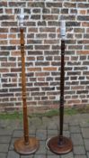 2 wooden standard lamps