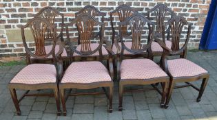8 reproduction Georgian shield back dining chairs (inc 2 carvers) in the Hepplewhite style with