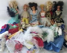 6 Sindy/Barbie etc dolls with clothes