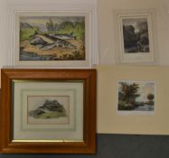 Collection of various coloured engraved prints (4): hand coloured engraving titled 