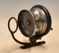 P.D Malloch Patent Side Casting Reel: Malloch Patent gunmetal and alloy sidecaster with dark horn