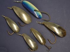 Big Game/Sea Fishing Baits (6): 4x Made in England Sheffield Plate spoons 2x 5.25