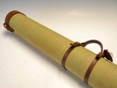 Fishing Travel Rod Carrier : a good canvass and leather solid travel rod tube c/w leather top (