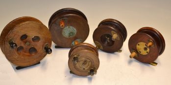 Various Nottingham and Scarborough wooden reels (5) Eton Sun 5