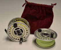 Hardy Ultralite Disc LA 10/11 alloy hi tech salmon fly reel c/ spare spool both with line, large