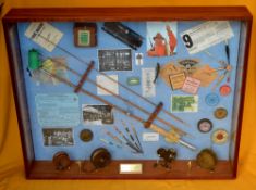 J Chaplain Fishing Tackle Retailers Est 1936 tackle display case: comprising collection of various