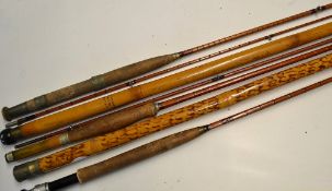 Hardy and other selection of interesting rods with whole cane tip tubes (3) to incl 