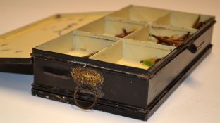Farlow Fly Reservoir and Flies: A scarce and unusual Farlow & Co black japanned portable salmon