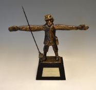 Abu 30th Anniversary bronze ltd ed fishing figure: featuring a fisherman with exaggerated