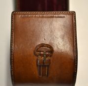 Reel Case: C Farlow & Co 191 The Strand London leather block D shaped reel case - 3 3/8