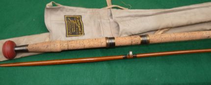 Fine Playfair, Aberdeen spliced joint greenheart worming/spinning rod, 10ft 2pc brown whipped