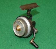 Fine Illingworth Reel: No.3 bronze threadline reel, series JM2, No.5451, pigtail pick up, silver rim