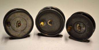 Hardy Reels (3): 2x Hardy Uniqua Dup Mk II alloy fly reels to incl 3 3/8