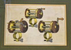 Henry Milward and Sons hand coloured fishing tackle plates c.1883 (16): to incl 2x various reels, 4x