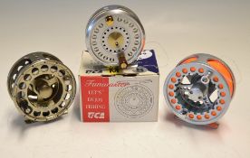 3x High Tec Fly reels: Fine TiCA USA S Series S105m alloy fly reel and line, precision drag