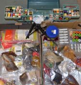 Large and Extensive Fly Tying Kit and Equipment: J Weaver & Son fly tying vice, box of threads,