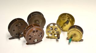 Collection of various brass and tin plate reels (6): Wilkes Osprey Brand 3