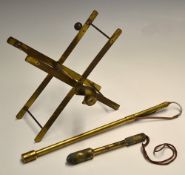 Brass fly fishing accessories (3): small brass trout single drawer gaff/priest c/w bronze metal