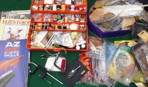 Fly Tying Materials: Good collection of fly tying materials incl. two vices, assorted tools,
