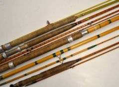 4x Interesting Rods: Allcocks The Standard 12ft 3pc split cane salmon fly rod, agate butt/tip