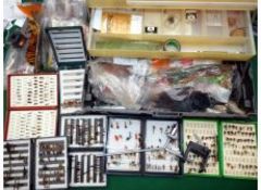 Fly Tying Accessories, Vice, Tools and Flies: Cantilever box containing fly tying kit, comprising of